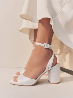 Blanc - Sandales de mariage Forever Comfort® à talons carrés à bout rond