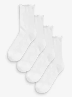 Blanc - Semelle de coussin à volants Chaussettes 4 Lot