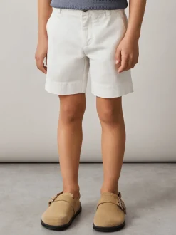 Blanc - Short chino Reiss Wicket en coton stretch