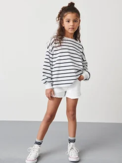 Blanc - Short en jean à bords effilochés (3-16ans)