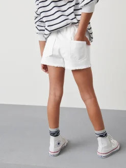 Blanc - Short en jean à bords effilochés (3-16ans)