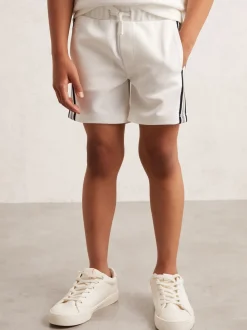 Blanc - Short Reiss Terry texturé à bandes latérales