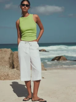 Blanc - Shorts à enfiler en Blend de Lin