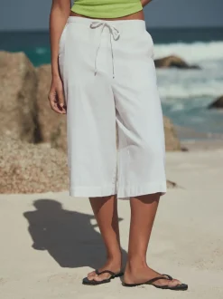 Blanc - Shorts à enfiler en Blend de Lin