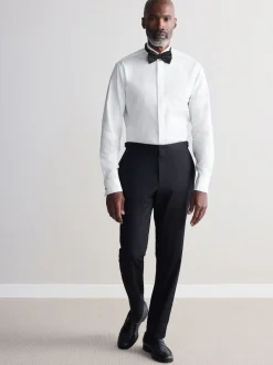 Blanc - Signature Coton égyptien Chemises et cravates Nœud de soie