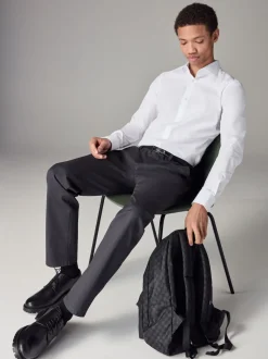 Blanc - Skinny Fit (Skinny Fit) - Chemises intelligentes faciles d’entretien à poignets simples