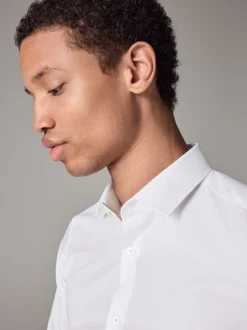 Blanc - Skinny Fit (Skinny Fit) - Chemises intelligentes faciles d’entretien à poignets simples