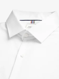 Blanc - Skinny Fit (Skinny Fit) - Chemise élégante texturée facile d’entretien à poignets simples