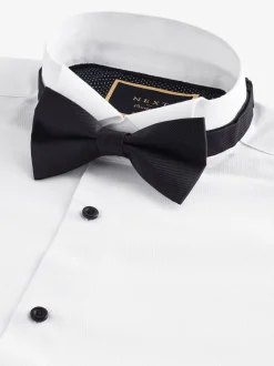 Blanc - Slim Fit (Slim Fit) - Coupe ajustée Single Cuff Chemises With Col cassé And Nœud papillon Lot