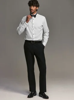 Blanc - Slim Fit (Slim Fit) - Coupe ajustée Single Cuff Chemises With Col cassé And Nœud papillon Lot