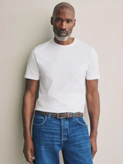 Blanc - Slim Fit (Slim Fit) - T-shirt à col ras du cou en coton Signature SUPIMA®