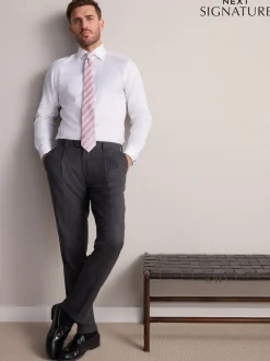 Blanc - Slim Fit (Slim Fit) - Chemise élégante Signature 100% coton texturée