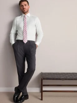 Blanc - Slim Fit (Slim Fit) - Chemise élégante Signature 100% coton texturée