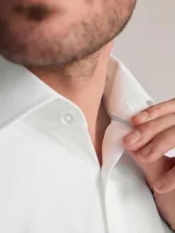 Blanc - Slim Fit (Slim Fit) - Chemise élégante Signature 100% coton texturée