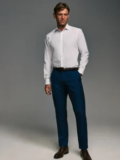 Blanc - Slim Fit (Slim Fit) - Lot de 3 chemises élégantes faciles d’entretien à manchette simple