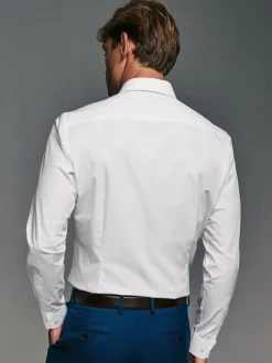 Blanc - Slim Fit (Slim Fit) - Lot de 3 chemises élégantes faciles d’entretien à manchette simple