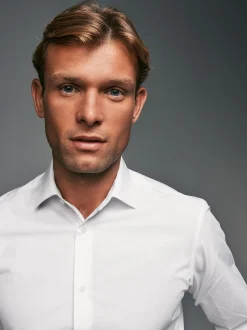 Blanc - Slim Fit (Slim Fit) - Lot de 3 chemises élégantes faciles d’entretien à manchette simple