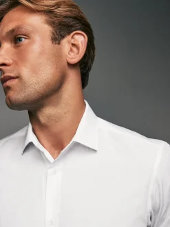 Blanc - Slim Fit (Slim Fit) - Lot de 3 chemises élégantes faciles d’entretien à manchette simple