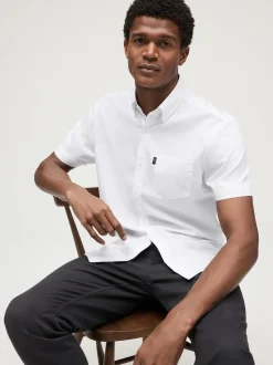 Blanc - Slim Fit (Slim Fit) - Chemise Oxford à manches courtes Easy Iron Button Down