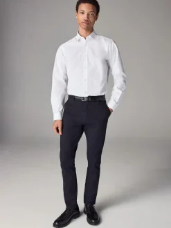 Blanc - Slim Fit (Slim Fit) - Chemises intelligentes faciles d’entretien à poignets simples