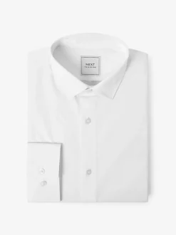 Blanc - Slim Fit (Slim Fit) - Chemises intelligentes faciles d’entretien à poignets simples