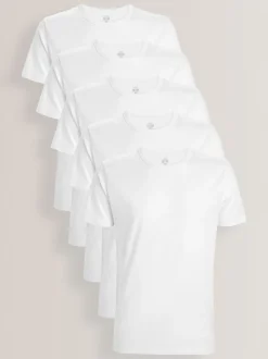 Blanc - Slim Fit (Slim Fit) - T-shirts de superposition en coton 100 %, lot de 5