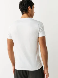 Blanc - Slim Fit (Slim Fit) - T-shirts de superposition en coton 100 %, lot de 5