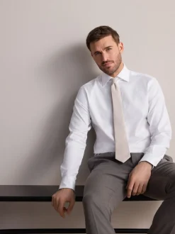 Blanc - Slim Fit (Slim Fit) - Chemise Signature texturée élégante