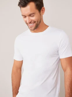 Blanc - Slim Fit (Slim Fit) - T-shirt Essential Col rond en coton