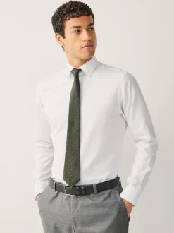 Blanc - Slim Fit (Slim Fit) - Chemise Signature texturée à manches longues