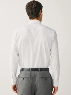 Blanc - Slim Fit (Slim Fit) - Chemise Signature texturée à manches longues