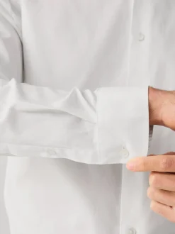 Blanc - Slim Fit (Slim Fit) - Chemise Signature texturée à manches longues