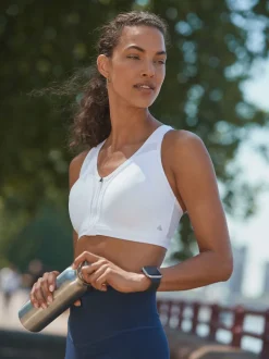 Blanc - Soutien-gorge B-GG Active Sports Impact élevé Dry Tech zippé sur le devant