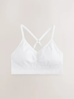 Blanc - Soutiens-gorge de sport à bretelles sans coutures