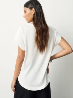 Blanc - T-shirt Blend modal TENCEL™ à Mancherons