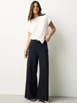 Blanc - T-shirt Blend modal TENCEL™ à Mancherons