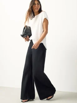 Blanc - T-shirt Blend modal TENCEL™ à Mancherons