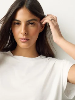 Blanc - T-shirt Blend modal TENCEL™ à Mancherons