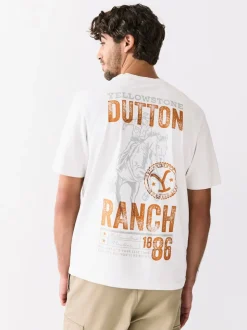 Blanc - T-shirt imprimé graphique Yellowstone