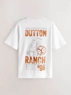 Blanc - T-shirt imprimé graphique Yellowstone