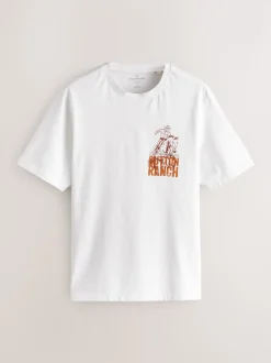Blanc - T-shirt imprimé graphique Yellowstone
