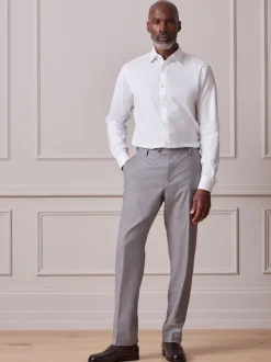 Blanc avec liseré - Slim Fit (Slim Fit) - Chemise Signature texturée à manches longues