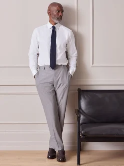 Blanc avec liseré - Slim Fit (Slim Fit) - Chemise Signature texturée à manches longues