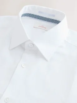 Blanc avec liseré - Slim Fit (Slim Fit) - Chemise Signature texturée à manches longues