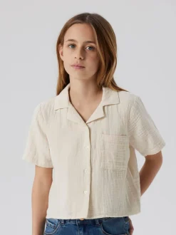 Blanc chromé - Chemises à cordon de serrage aspect lin 100% coton Name It