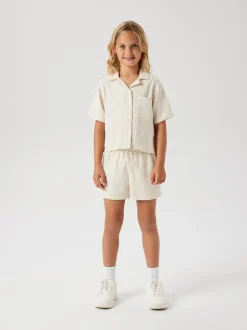 Blanc chromé - Chemises à cordon de serrage aspect lin 100% coton Name It