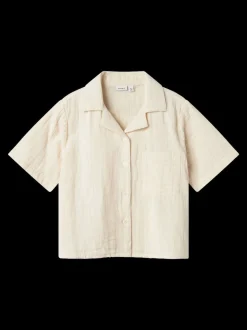 Blanc chromé - Chemises à cordon de serrage aspect lin 100% coton Name It