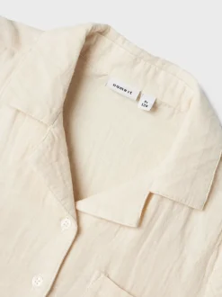 Blanc chromé - Chemises à cordon de serrage aspect lin 100% coton Name It