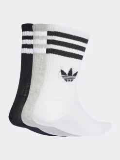 Blanc chromé - Col rond - adidas Originals 3-Rayures Chaussettes Col rond 3 paires