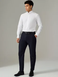 Blanc col boutonné - Slim Fit (Slim Fit) - Chemises intelligentes faciles d’entretien à poignets simples